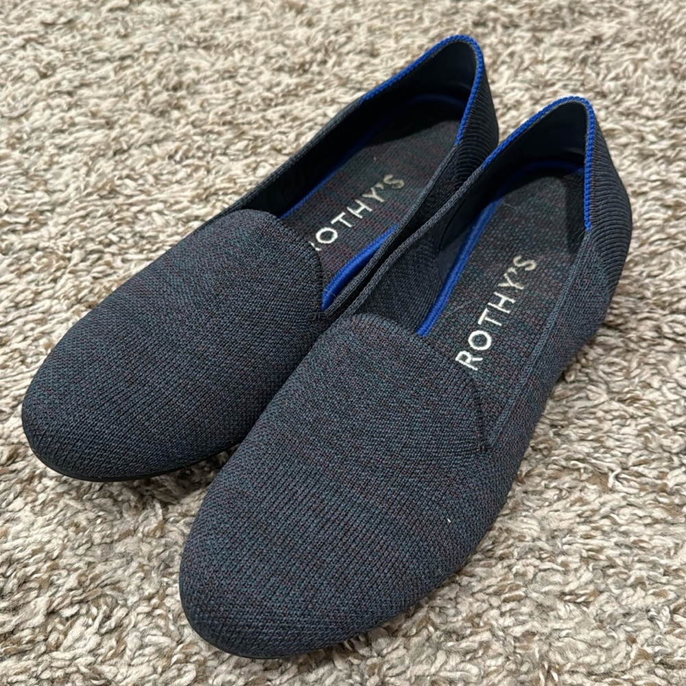 Navy Blue Purple Pattern Rothy’s Women’s Loafer Slip On 8.5